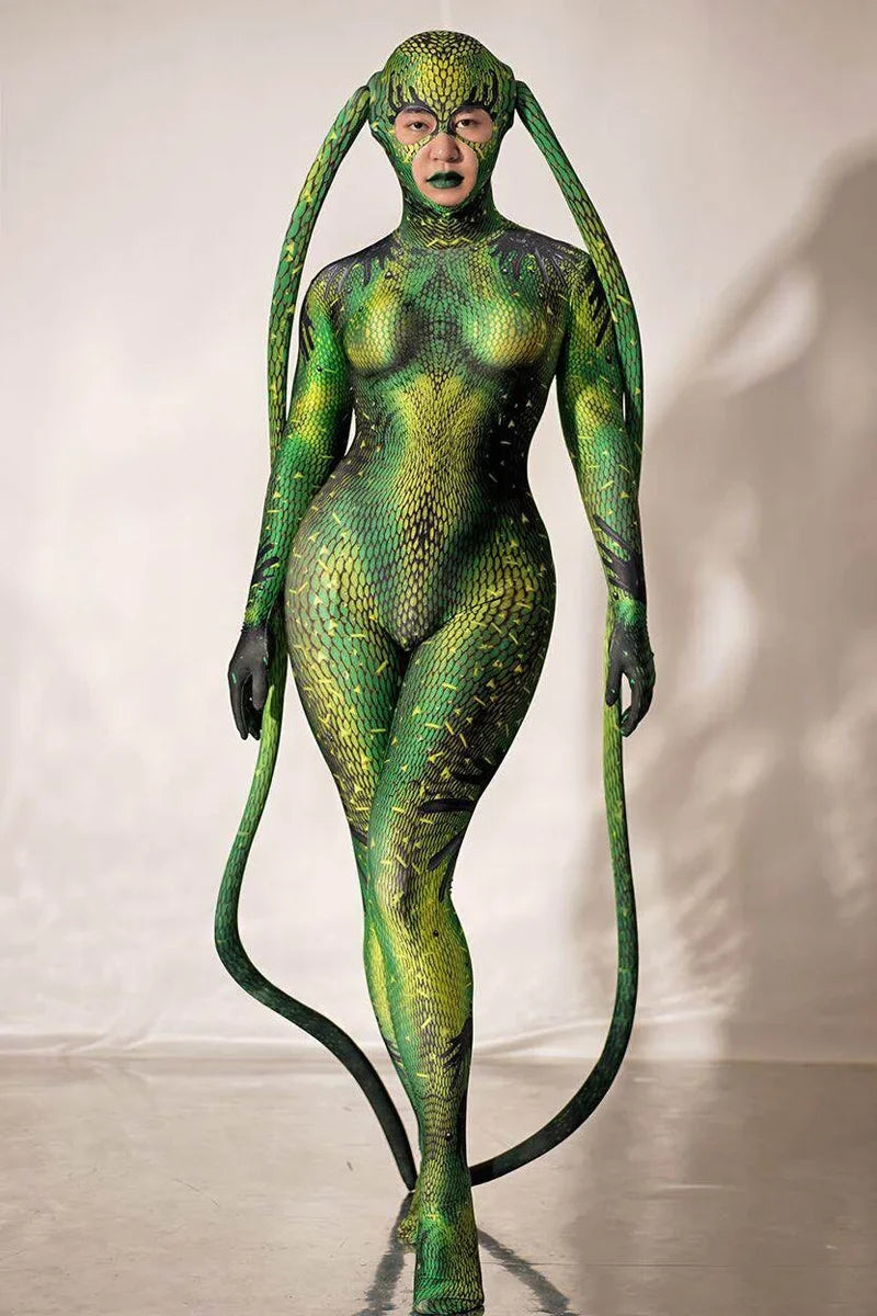 Stretch alien kostuum voor dames