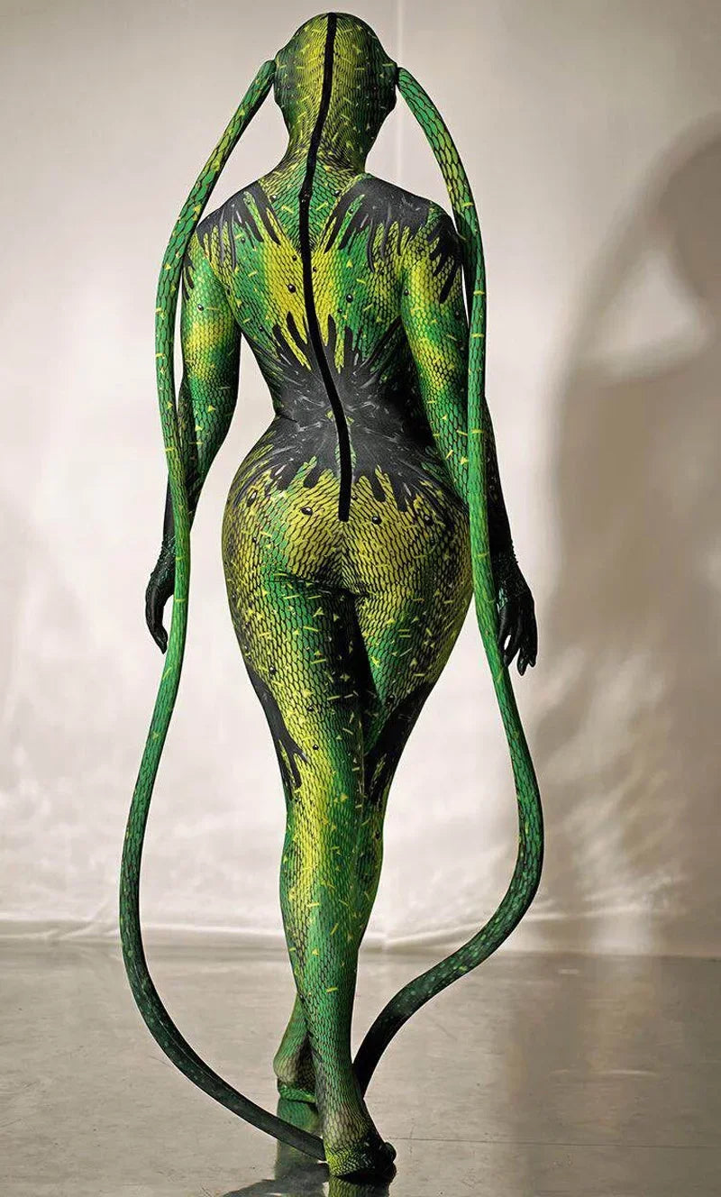 Stretch alien kostuum voor dames