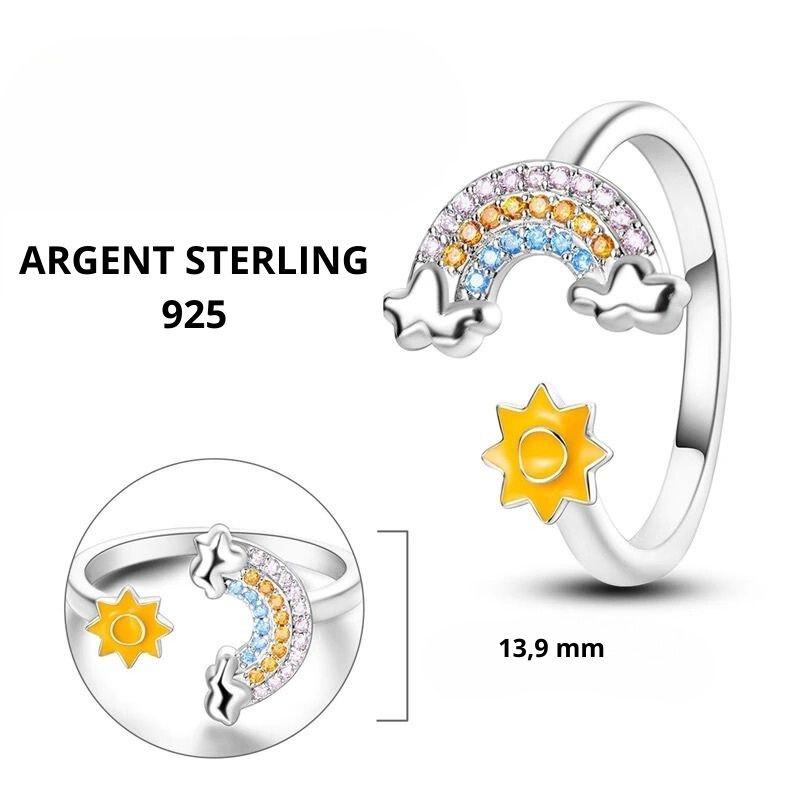 Bague arc en ciel en argent