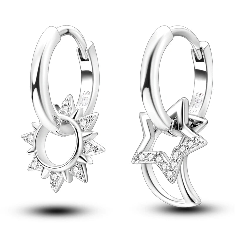 Boucles d'oreilles étoiles lune et soleil