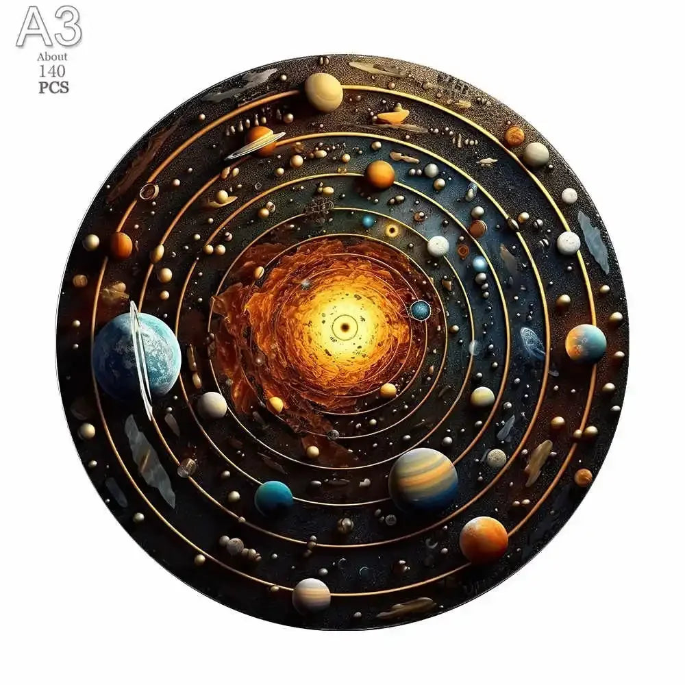 Puzzle système solaire rond