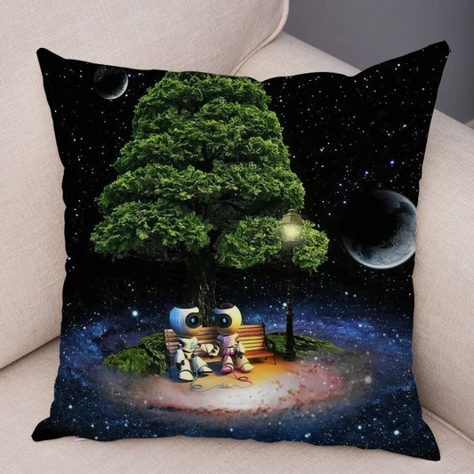 Coussin Astronautes : Discussion sous un arbre