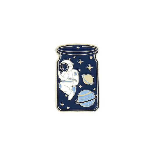 Cartoon Cosmonaut Pin in Space